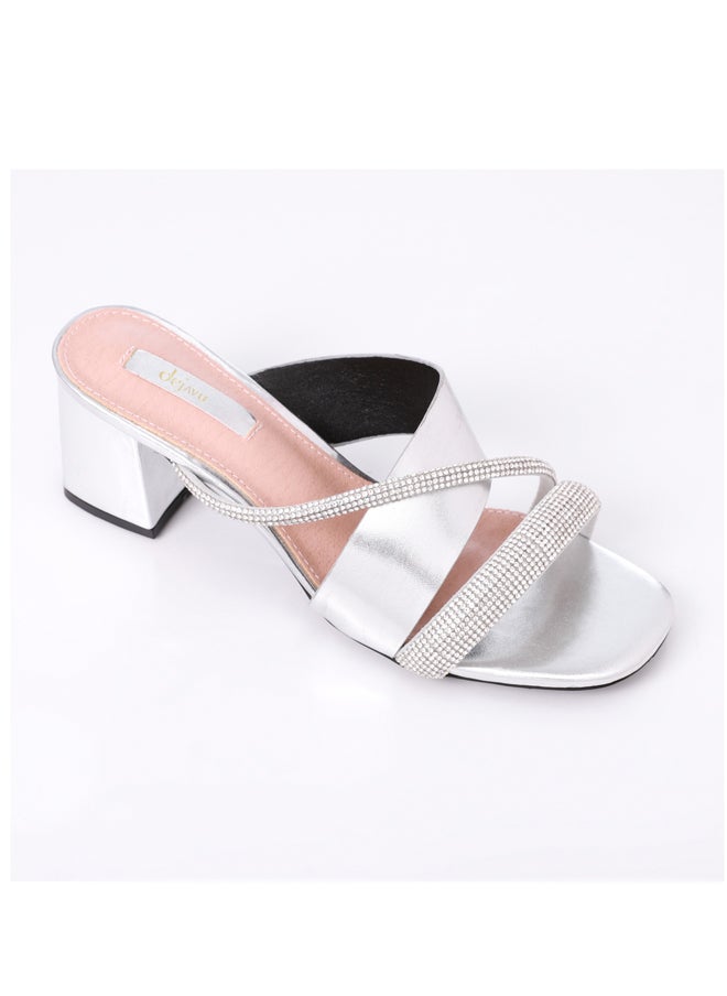 DejaVu - Slip On Strased Mid Heeled Slipper - Image 1