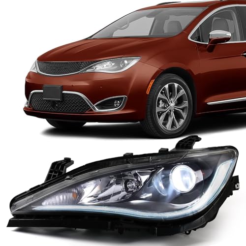 FIONE Headlights Assembly Compatible with Chrysler Pacifica 2018 2019 2020 Not Fit for Hybrid halogen Projector Headlamp Left Driver Side LH 68370845AA