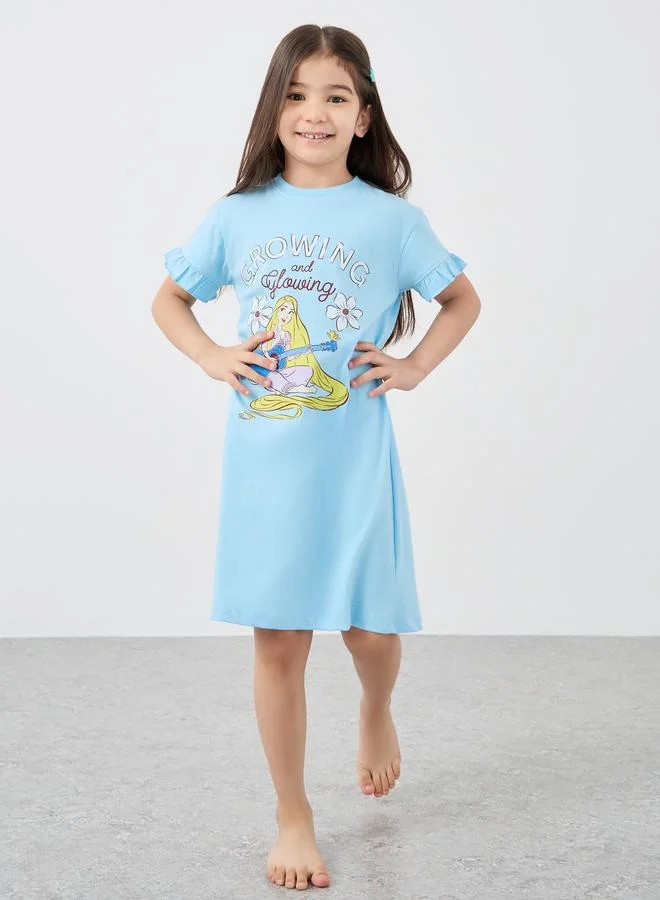 ستايلي Styli Graphic Ruffled Sleeve Night Dress