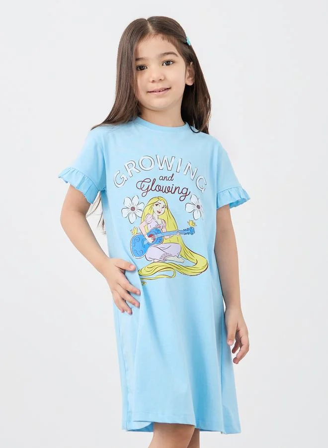 ستايلي Styli Graphic Ruffled Sleeve Night Dress