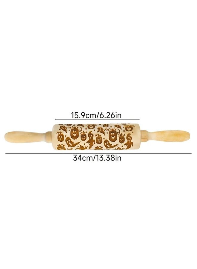 Halloween Pumpkin Bat Wooden Rolling Pin 1pc Baking Tool For Cakes Cookies - Image 3