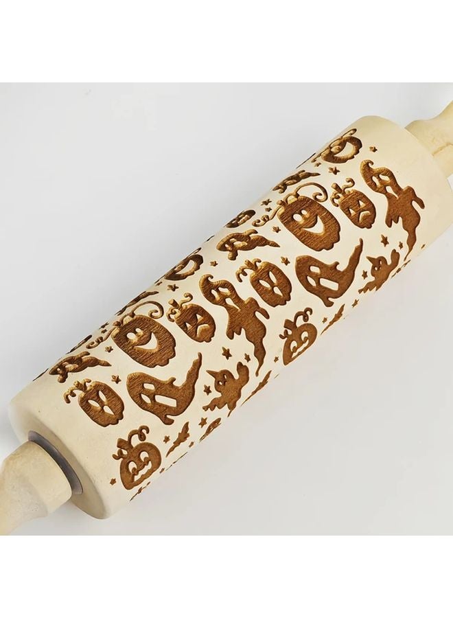 Halloween Pumpkin Bat Wooden Rolling Pin 1pc Baking Tool For Cakes Cookies - Image 5