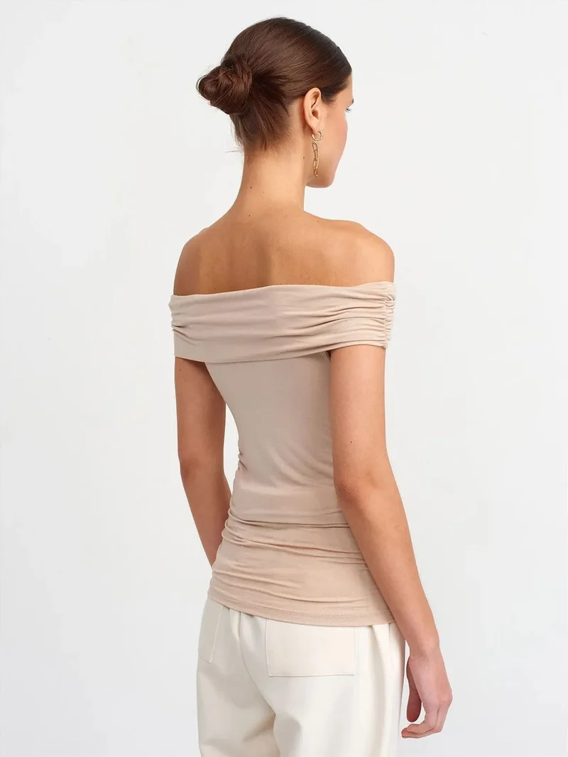 ديلفين Dilvin Off-Shoulder Slim Fit Jersey Blouse