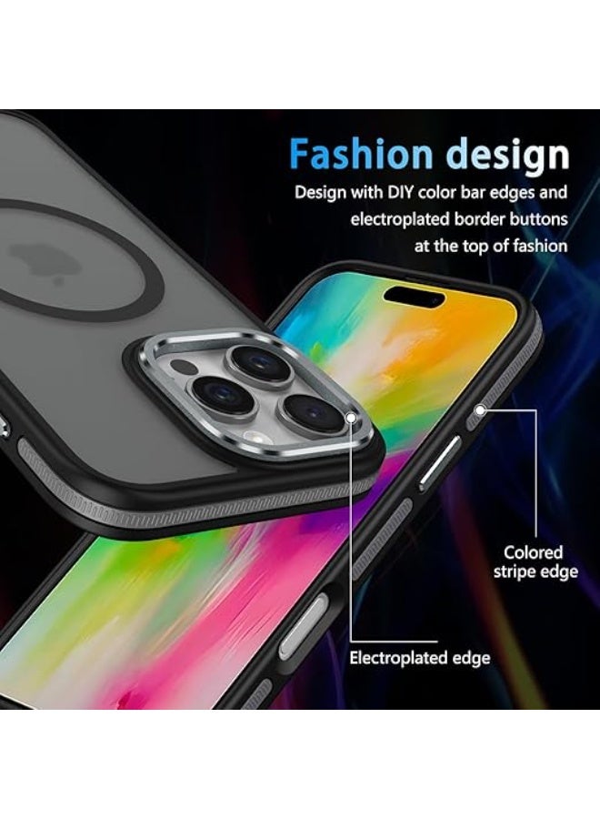 Case Compatible with Magsafe, iPhone 16 Pro Phone Case,Translucent Matte Back Slim Magnetic Case for iPhone 16 Pro 6.3" (Black) - Image 2