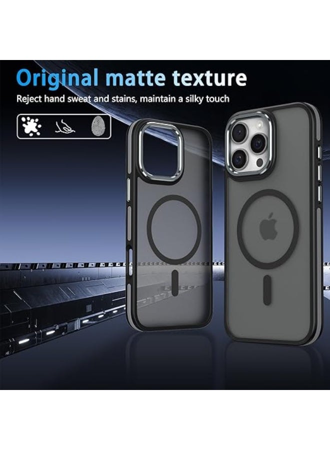 Case Compatible with Magsafe, iPhone 16 Pro Phone Case,Translucent Matte Back Slim Magnetic Case for iPhone 16 Pro 6.3" (Black) - Image 4