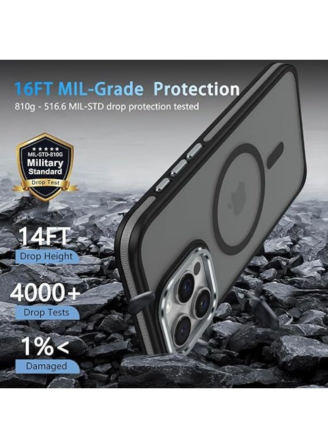 Case Compatible with Magsafe, iPhone 16 Pro Phone Case,Translucent Matte Back Slim Magnetic Case for iPhone 16 Pro 6.3" (Black) - Image 3