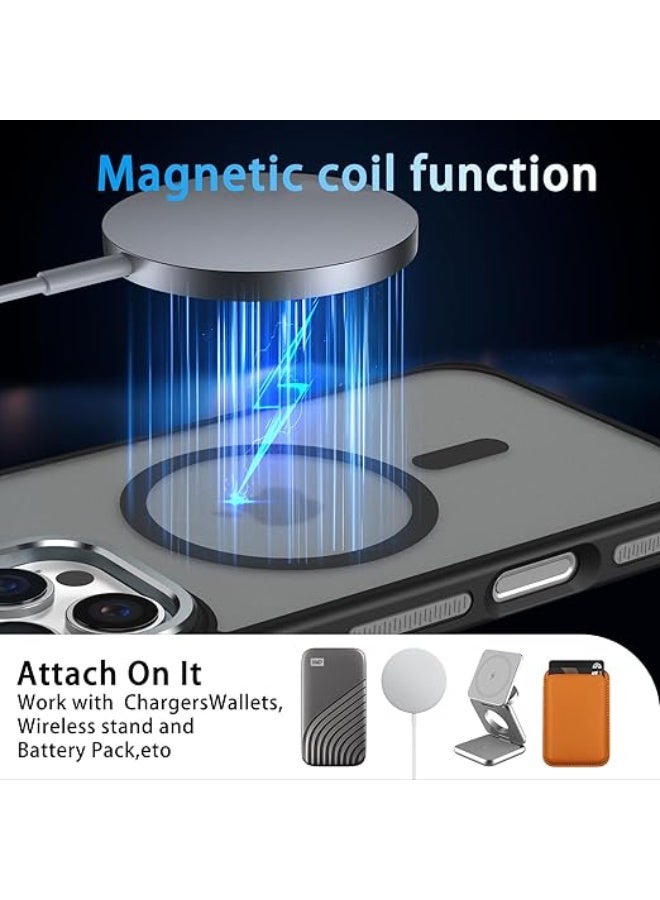 Case Compatible with Magsafe, iPhone 16 Pro Phone Case,Translucent Matte Back Slim Magnetic Case for iPhone 16 Pro 6.3" (Black) - Image 5