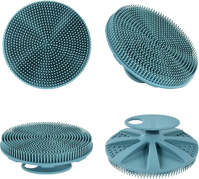 INNERNEED FoodGrade Soft Silicone Body Scrubber Shower Brush Handheld Cleansing Skin Brush Gentle Exfoliating and Lather Well Black