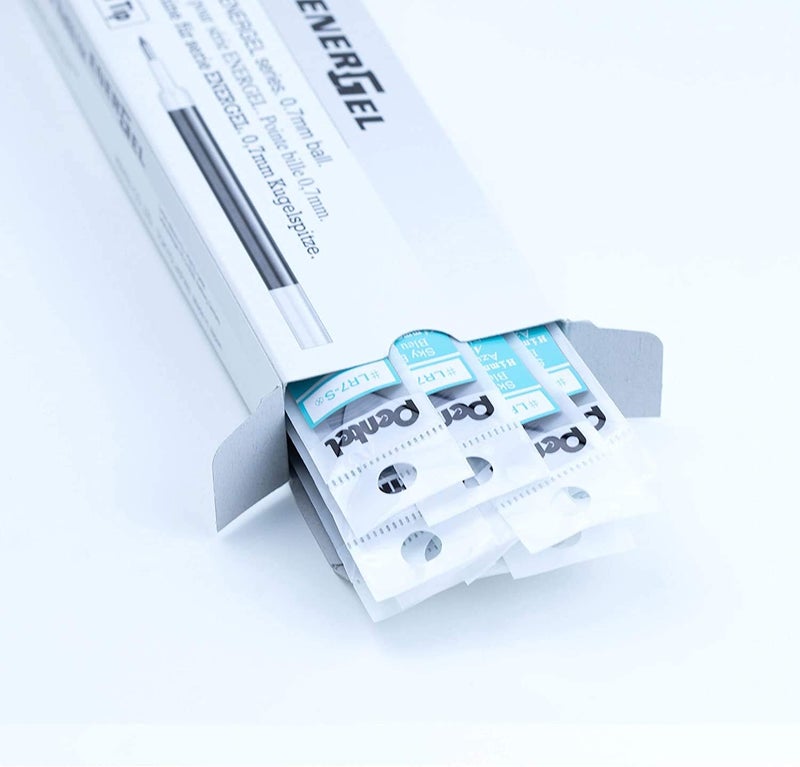 Pentel Refill Ink For EnerGel and Lancelot Gel Pen, (0.7mm) Metal Tip, Sky Blue Ink, Pack of 12 (LR7-S) - Image 5