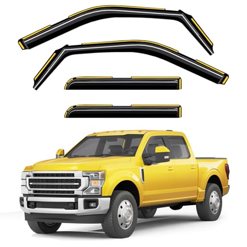 Deejecsun inChannel Window Rain Guards Fit for Ford F150 20152020 SuperCrewFord F250F550 20172025 Rain Guard Extra Durable Window Deflectors Vent Shades Visors Exterior Truck Accessories 4 pcs - Image 1