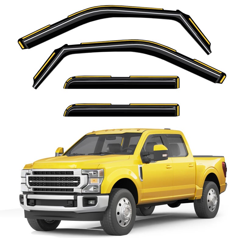 Deejecsun inChannel Window Rain Guards Fit for Ford F150 20152020 SuperCrewFord F250F550 20172025 Rain Guard Extra Durable Window Deflectors Vent Shades Visors Exterior Truck Accessories 4 pcs - Image 3