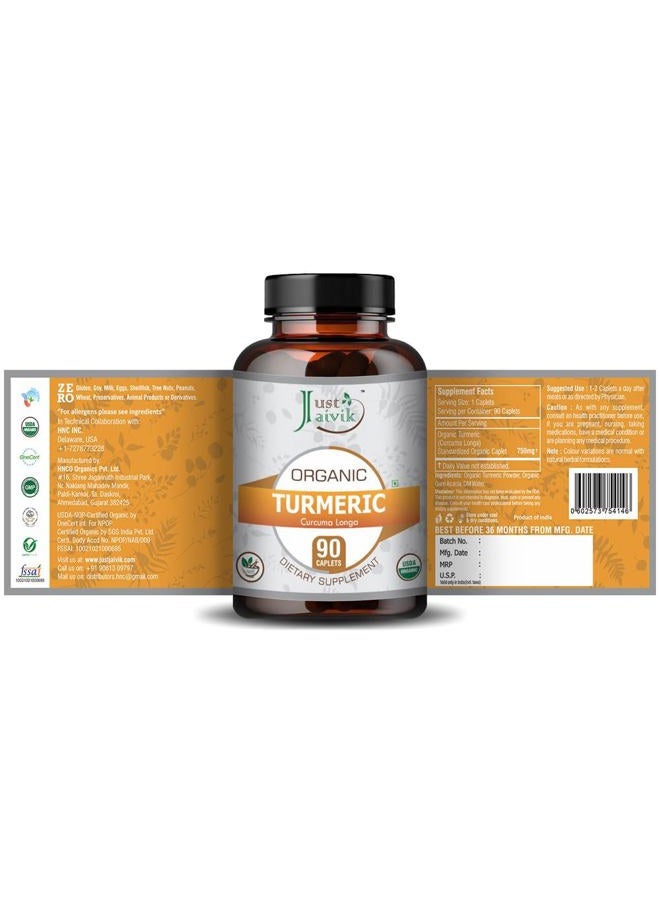 Just Jaivik Organic Turmeric (Haldi | Curcuma Longa) Tablets - A Dietary Supplements - 750 mg (Pack 90 Organic Tablets) | Supports Digestion and Overall Health and Well-Being - Image 3
