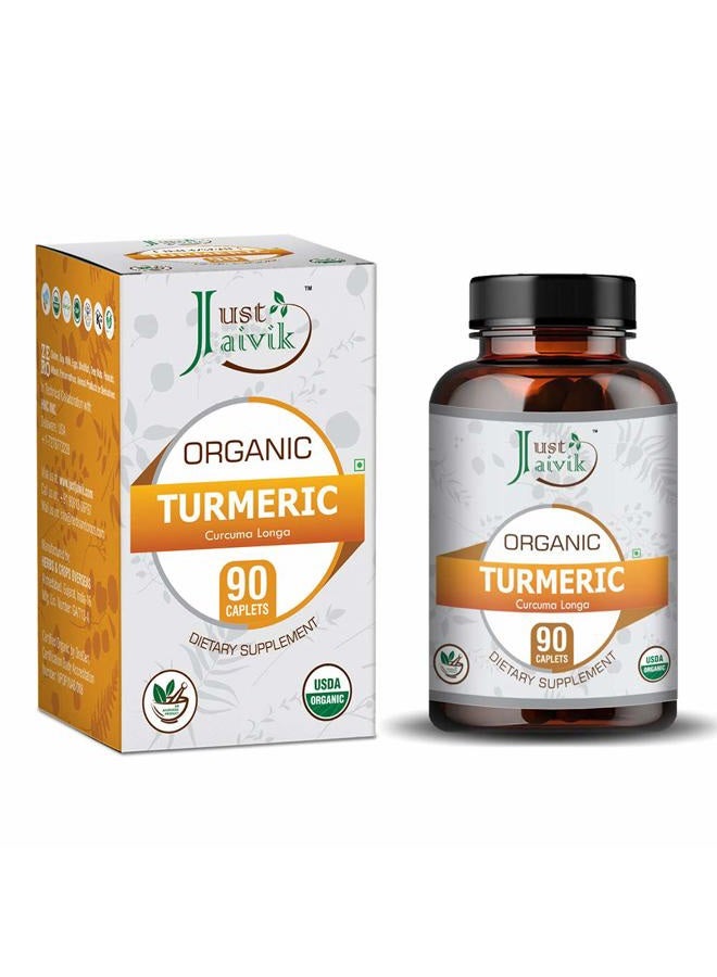 Just Jaivik Organic Turmeric (Haldi | Curcuma Longa) Tablets - A Dietary Supplements - 750 mg (Pack 90 Organic Tablets) | Supports Digestion and Overall Health and Well-Being - Image 1