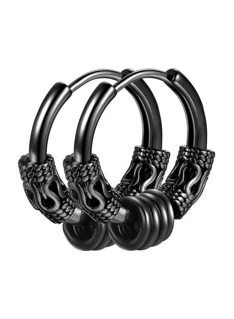 Hoop Earrings,Vintage Hoop Earrings for Men Women,Hypoallergenic 14mm Titanium Steel Hip Hop Earrings,Jewelry,Hip Hop Rock Aesthetic Cubic Zirconia Earrings (1Pairs)  - Image 1