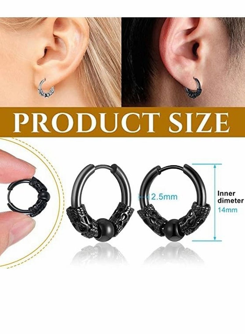 Hoop Earrings,Vintage Hoop Earrings for Men Women,Hypoallergenic 14mm Titanium Steel Hip Hop Earrings,Jewelry,Hip Hop Rock Aesthetic Cubic Zirconia Earrings (1Pairs)  - Image 3
