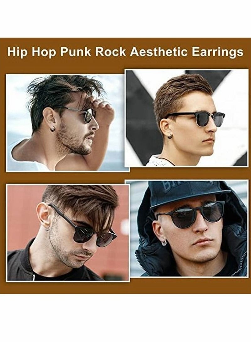 Hoop Earrings,Vintage Hoop Earrings for Men Women,Hypoallergenic 14mm Titanium Steel Hip Hop Earrings,Jewelry,Hip Hop Rock Aesthetic Cubic Zirconia Earrings (1Pairs)  - Image 5