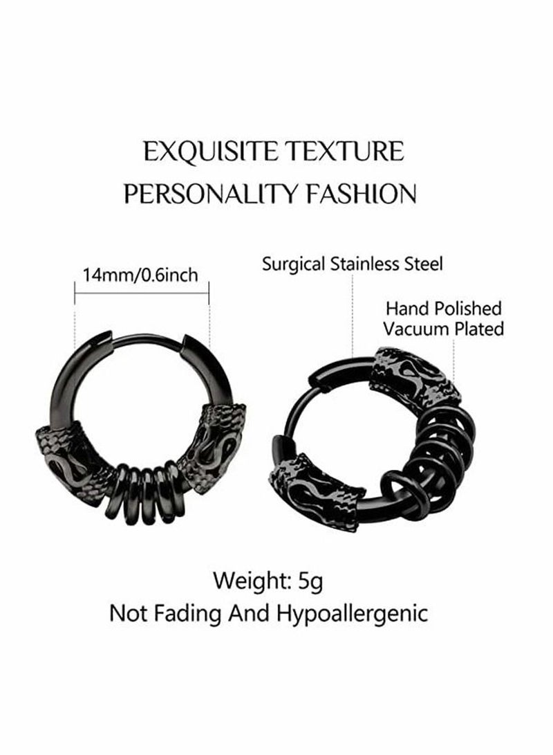 Hoop Earrings,Vintage Hoop Earrings for Men Women,Hypoallergenic 14mm Titanium Steel Hip Hop Earrings,Jewelry,Hip Hop Rock Aesthetic Cubic Zirconia Earrings (1Pairs)  - Image 2
