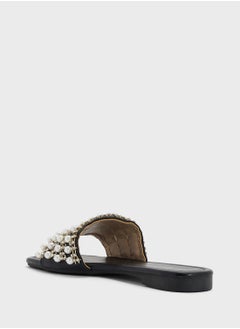 Truffle Pearl Embellished Flat Sandal  - Image 2