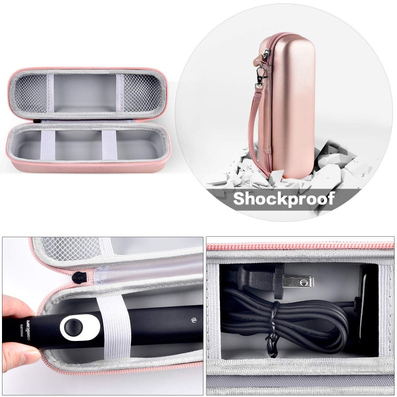 GWCASE حافظة فرشاة الأسنان للسفر GWCASE متوافقة مع Oral-B Pro 1000 2000 3000 3500 5000 7500 / لفرشاة الأسنان الكهربائية القابلة للشحن Philips Sonicare ProtectiveClean 4100 6100 5100 6500 7500 (صندوق فقط) -ذهبي - Image 5