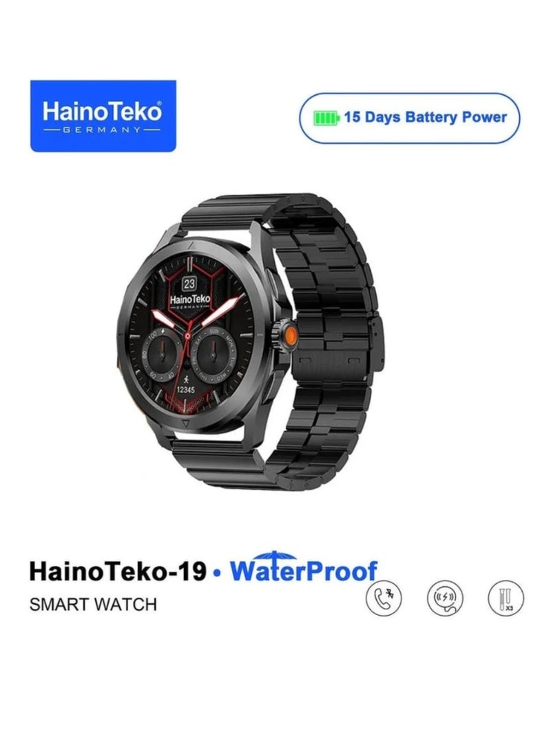 Haino Teko 19 Waterproof Smart Watch – Large AMOLED Display, 3 Interchangeable Straps, 15 Days Battery Life, Fitness & Health Tracker for Men - Image 1