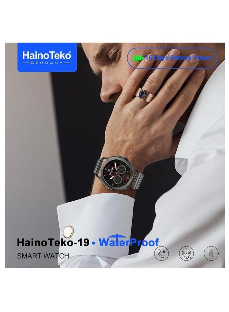 Haino Teko 19 Waterproof Smart Watch – Large AMOLED Display, 3 Interchangeable Straps, 15 Days Battery Life, Fitness & Health Tracker for Men - Image 4