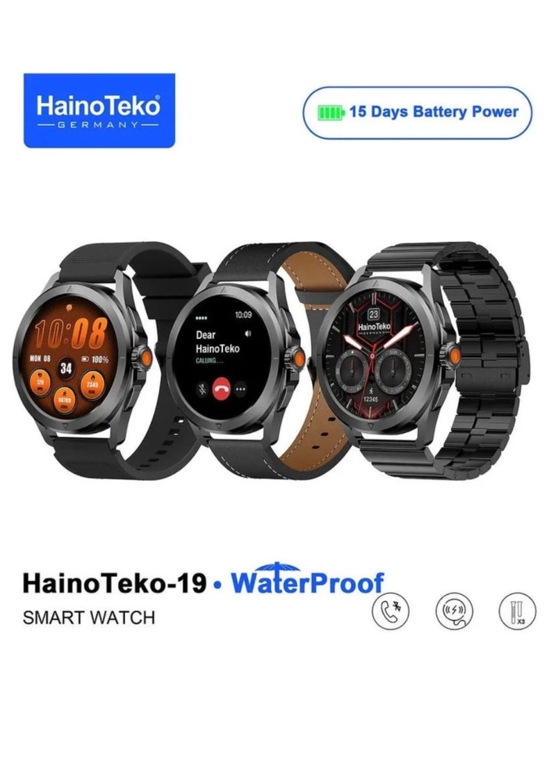 Haino Teko 19 Waterproof Smart Watch – Large AMOLED Display, 3 Interchangeable Straps, 15 Days Battery Life, Fitness & Health Tracker for Men - Image 2