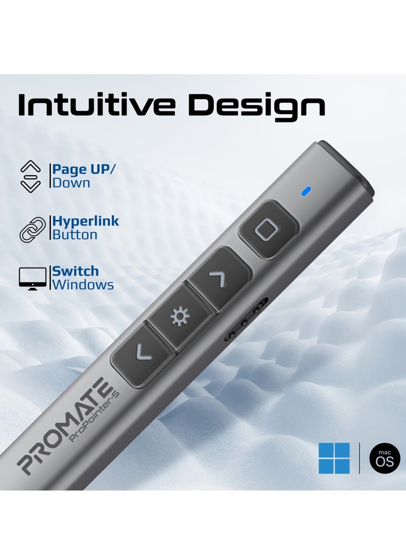 بروميت Wireless 2-in-1 Presenter with Multifunctional Stylus, 2.4GHz RF Connectivity, Brilliant Green 200m Laser Pointer, 50m Range, One-Touch Presentation Control, Universal Compatibility, ProPointer-S Black - Image 4