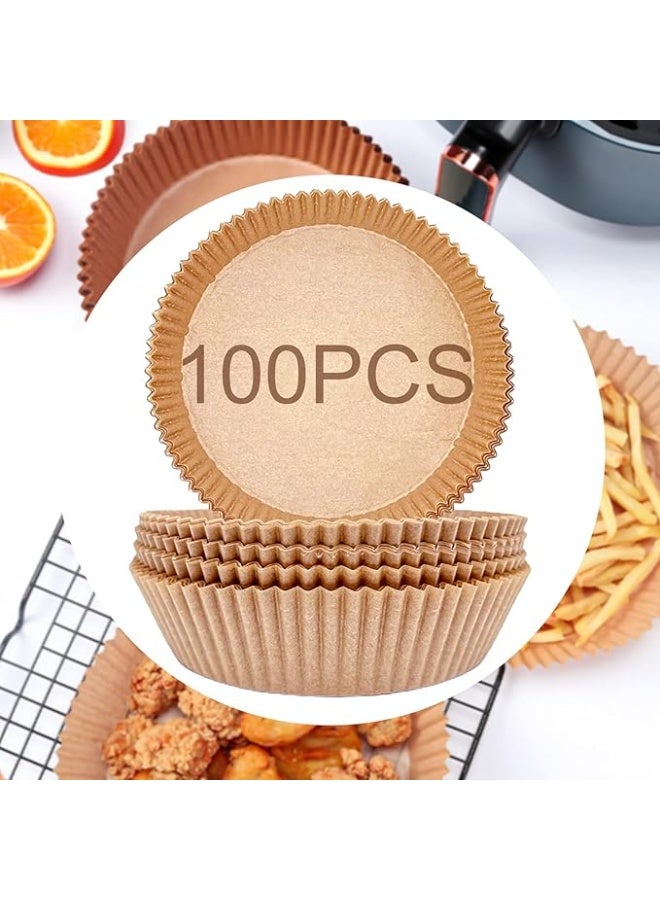 ورق قلي هوائي، 100 قطعة، صحي، ورق غير لاصق للمقالي الكهربائية، شكل دائري، 20 سم، ورق رق للخبز والتحميص والقلي في فرن الميكروويف - Image 3