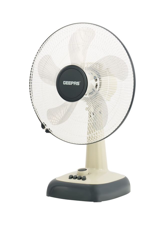 GEEPAS 16 Inch Table Fan 5 Leaf Blade 3 Speed Settings With Wide Oscillation GF9616N Creamy White/Grey - Image 1