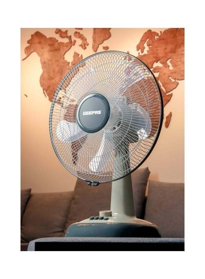GEEPAS 16 Inch Table Fan 5 Leaf Blade 3 Speed Settings With Wide Oscillation GF9616N Creamy White/Grey - Image 3