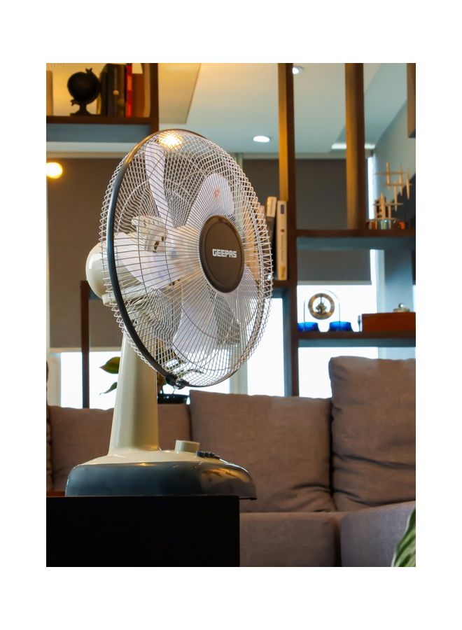 GEEPAS 16 Inch Table Fan 5 Leaf Blade 3 Speed Settings With Wide Oscillation GF9616N Creamy White/Grey - Image 4