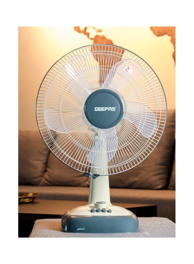 GEEPAS 16 Inch Table Fan 5 Leaf Blade 3 Speed Settings With Wide Oscillation GF9616N Creamy White/Grey - Image 2
