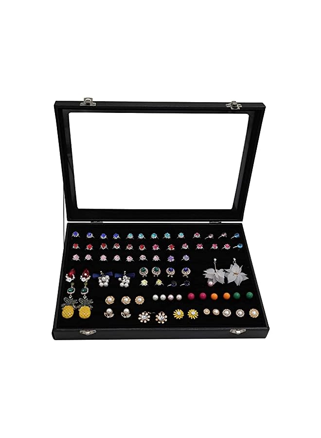 The Bros Removable Jewelry Tray Showcase Display Stackable for Earrings Brooch Buttons Rings, necklace Black Velvet (Rings)  - Image 4