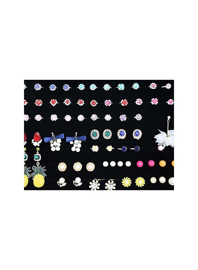 The Bros Removable Jewelry Tray Showcase Display Stackable for Earrings Brooch Buttons Rings, necklace Black Velvet (Rings)  - Image 5