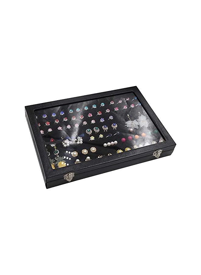 The Bros Removable Jewelry Tray Showcase Display Stackable for Earrings Brooch Buttons Rings, necklace Black Velvet (Rings)  - Image 2