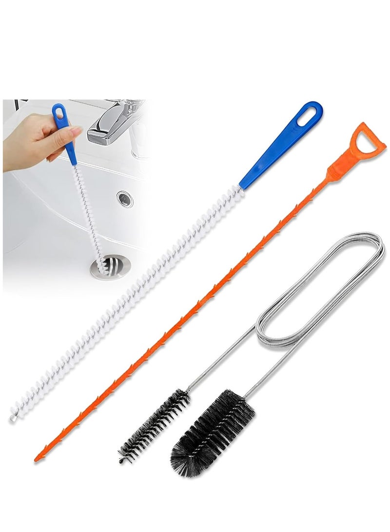 Drain Unblocker and Cleaner Tool Kit - 3-Piece Set with 155cm Double-Ended Pipe Cleaner Brush, 45cm Sink Unblocker Brush, and 50cm Hair Clog Remover for Bathroom, Shower, and Kitchen Drains - Image 1