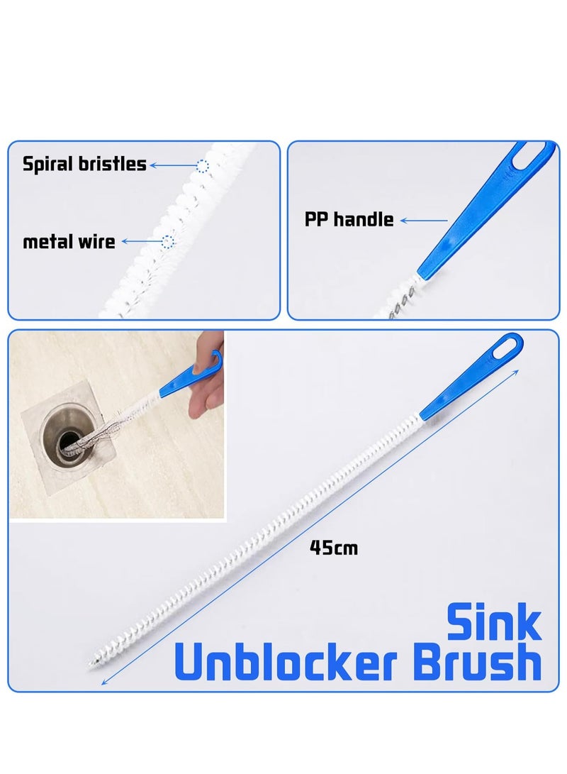 Drain Unblocker and Cleaner Tool Kit - 3-Piece Set with 155cm Double-Ended Pipe Cleaner Brush, 45cm Sink Unblocker Brush, and 50cm Hair Clog Remover for Bathroom, Shower, and Kitchen Drains - Image 3