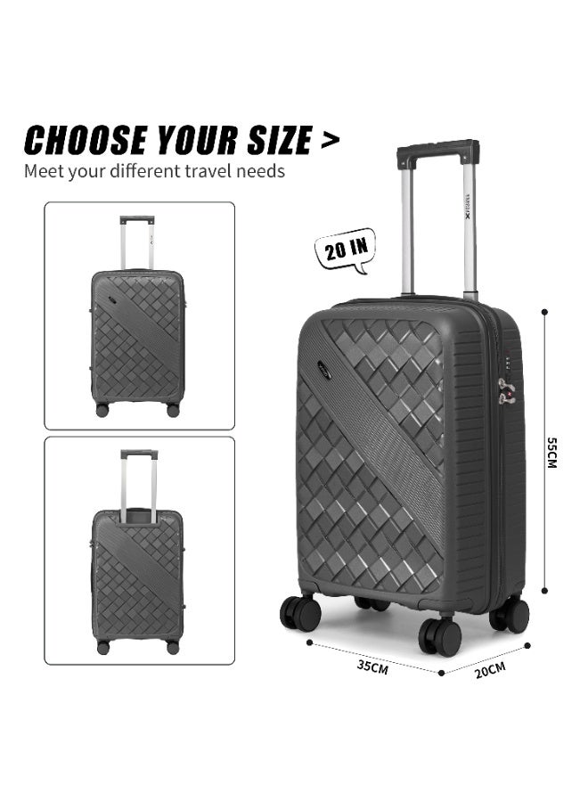 Home Smart HomeSmart Xplorer Luxury Luggage Set, 3-Piece (PP) Hardshell Suitcases | Durable, Flexible, Lightweight, Scratch Resistant with 360 Rotatable wheel, Smooth & Strong Trolley, Combination Lock and Comfortable handle | Ideal for any journey. (Dark Grey) - Image 2