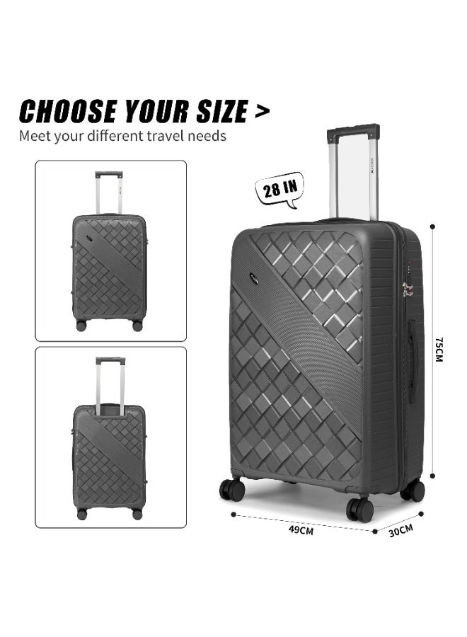 Home Smart HomeSmart Xplorer Luxury Luggage Set, 3-Piece (PP) Hardshell Suitcases | Durable, Flexible, Lightweight, Scratch Resistant with 360 Rotatable wheel, Smooth & Strong Trolley, Combination Lock and Comfortable handle | Ideal for any journey. (Dark Grey) - Image 4