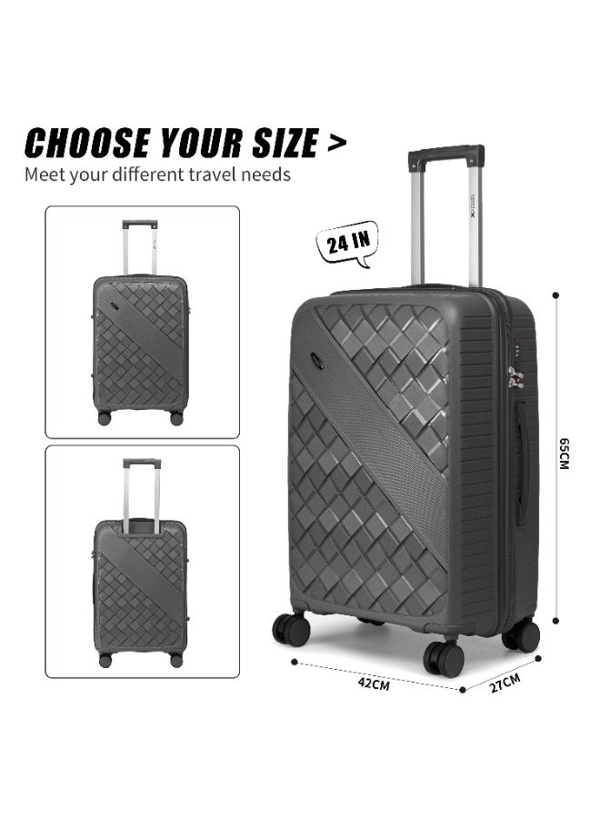 Home Smart HomeSmart Xplorer Luxury Luggage Set, 3-Piece (PP) Hardshell Suitcases | Durable, Flexible, Lightweight, Scratch Resistant with 360 Rotatable wheel, Smooth & Strong Trolley, Combination Lock and Comfortable handle | Ideal for any journey. (Dark Grey) - Image 3