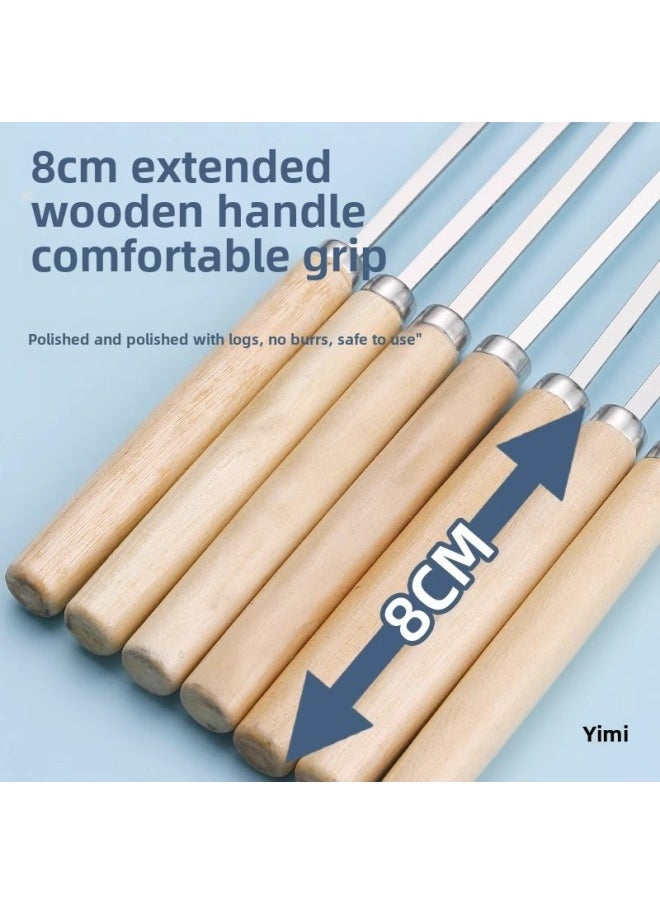 Generic Barbecue Skeel Stainless Steel Multi-function Household Barbecue Mutton Kebab Long Skebab Tool Wooden Handle Roasting Needle-Color:35cm Long, 4.0mm Wide, 1.0mm Thick, 500 Pieces  - Image 3