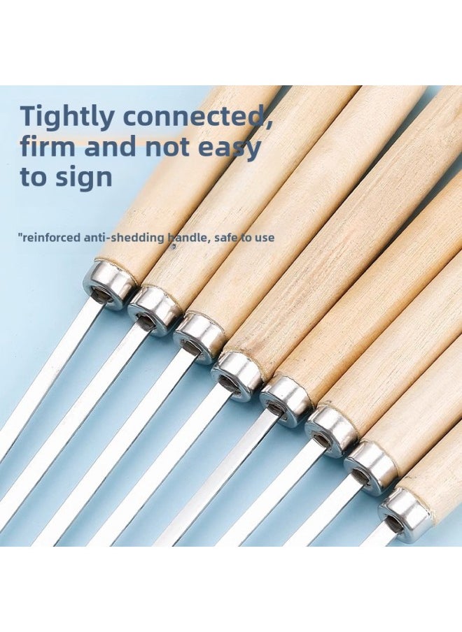 Generic Barbecue Skeel Stainless Steel Multi-function Household Barbecue Mutton Kebab Long Skebab Tool Wooden Handle Roasting Needle-Color:35cm Long, 4.0mm Wide, 1.0mm Thick, 500 Pieces  - Image 4