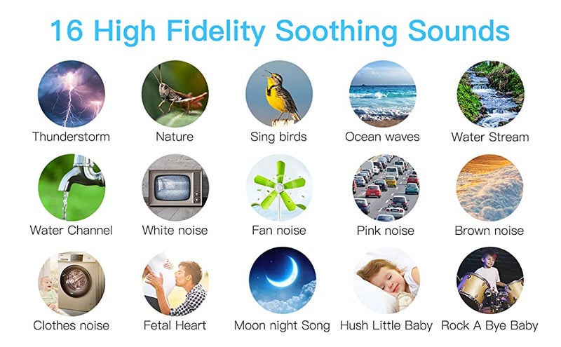 White Noise Machine for Sleeping Baby Adults Kids, Sound Machine with Night Light, 16 Soothing Sounds for Sleeping, Plug in, Noise Maker for Bedroom Home - Image 2