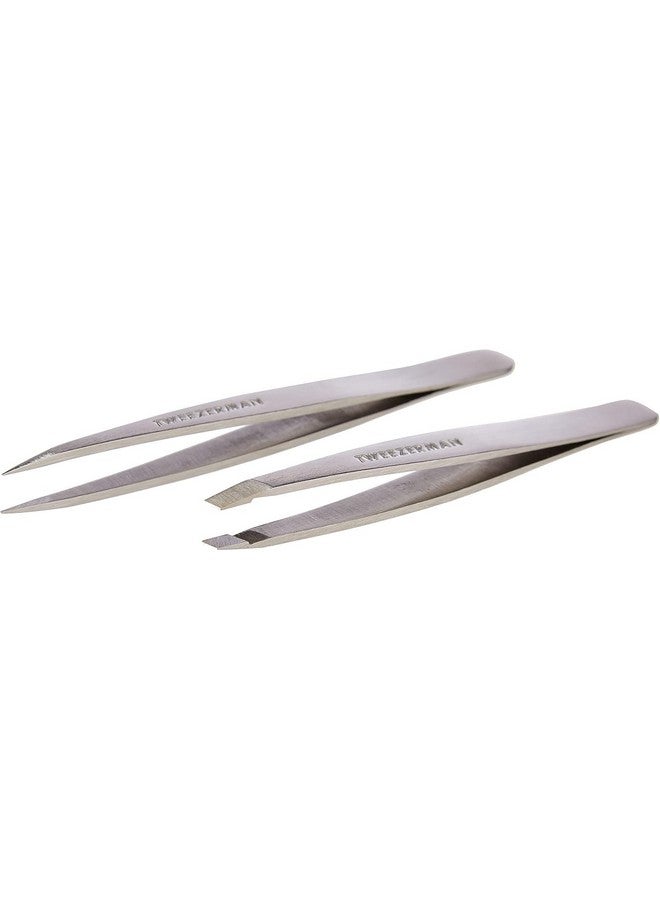 تويزرمان مجموعة ملاقط تويزرمان الصغيرة مع حقيبة سفر - ملاقط مدببة ومائلة، ملاقط للسفر (حقيبة سوداء) - Image 2