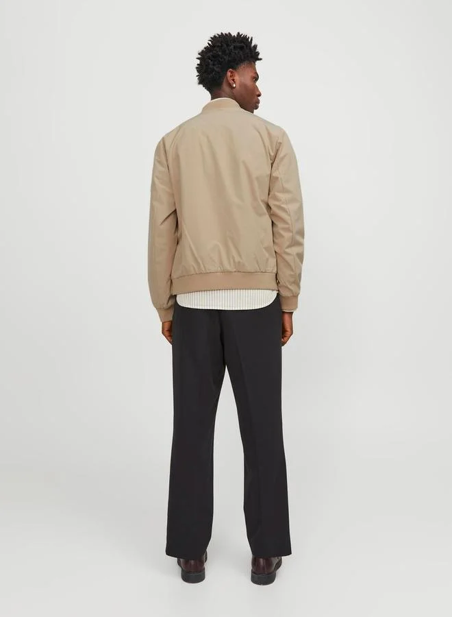JACK & JONES Solid Bomber Jacket with Ribbed Cuff