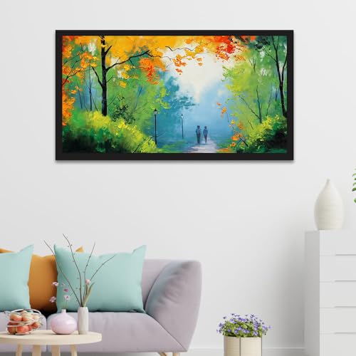 DEKORSTATION Relaxing Big Panoramic Nature Floating Framed Canvas Wall Painting for Living Room Bedroom Drawing Room Hall Office Decoration (24 Inch L x 12 Inch H) - Image 1