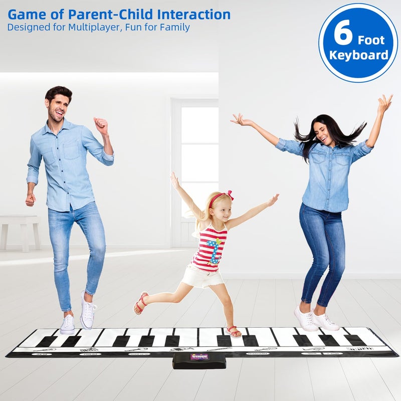 SUNLIN 6ft. Piano Mat, Floor Keyboard Playmat: 24 Keys, 10 Demos, 8 Instrument Sounds, Record & Playback, Giant Interactive Musical Toys Gifts for Boys & Girls Age 3 4 5 6 7 8 9 Years Old - Image 2