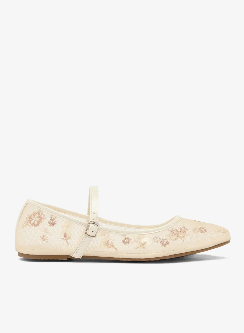 GLAMOROUS Embroidered Mesh Ballet Flats