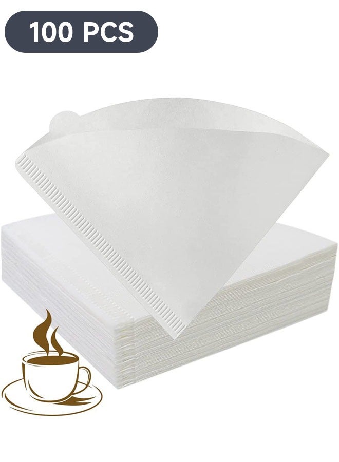 100-Piece Disposable Cone Coffee Filters Paper with Hanging Ear Design, for Pour Over Coffee Dripper and Coffee Maker (White)  - Image 1