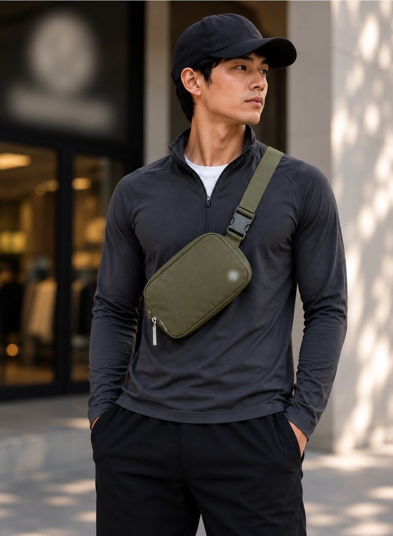 حقيبة Everywhere Belt Bag سعة 1 لتر – حقيبة كروس بودي وحزام خصر من النايلون المقاوم للماء مع جيوب خارجية وداخلية بسحاب وحزام قابل للتعديل – أخضر زيتوني - Image 3